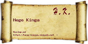 Hege Kinga névjegykártya